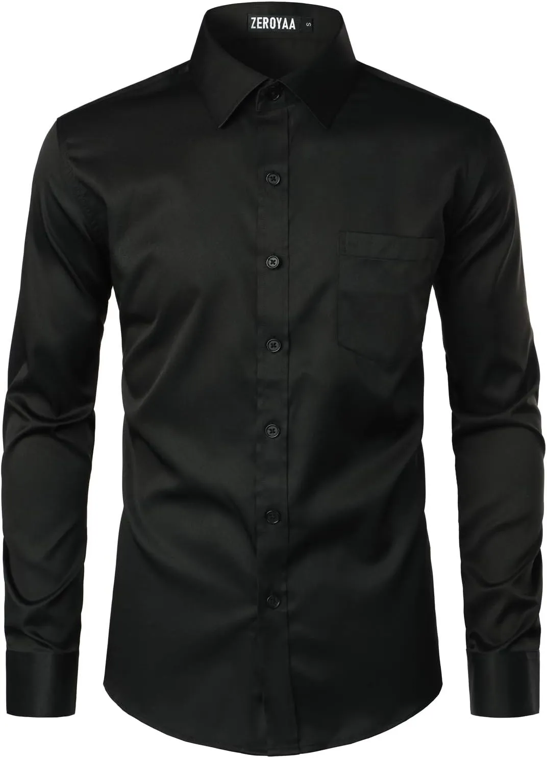 ZEROYAA Men's Urban Stylish Casual Business Slim Fit Long Sleeve Button Up Dress Shirt with Pocket