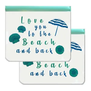 Ziparoos Reusable 2-piece XL Sandwich Bag Set "Love You to the Beach"