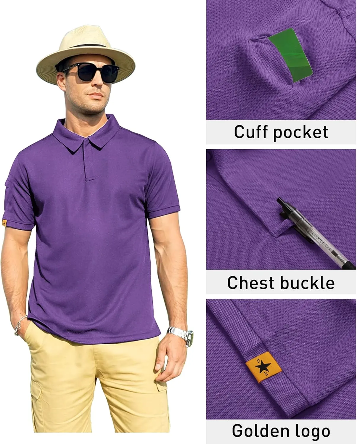 ZITY Mens Polo Shirt Short Sleeve Sports Tactical T-Shirt Athletic Golf Polos Daily Casual Stylish Collared Shirts for Men