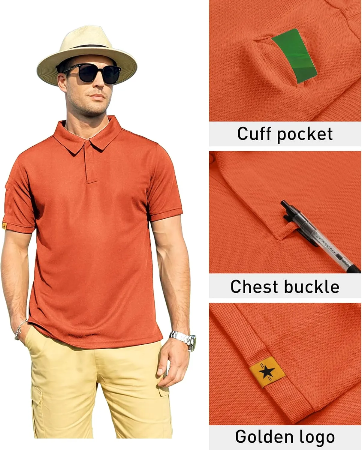 ZITY Mens Polo Shirt Short Sleeve Sports Tactical T-Shirt Athletic Golf Polos Daily Casual Stylish Collared Shirts for Men