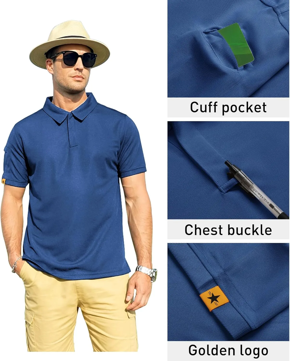 ZITY Mens Polo Shirt Short Sleeve Sports Tactical T-Shirt Athletic Golf Polos Daily Casual Stylish Collared Shirts for Men
