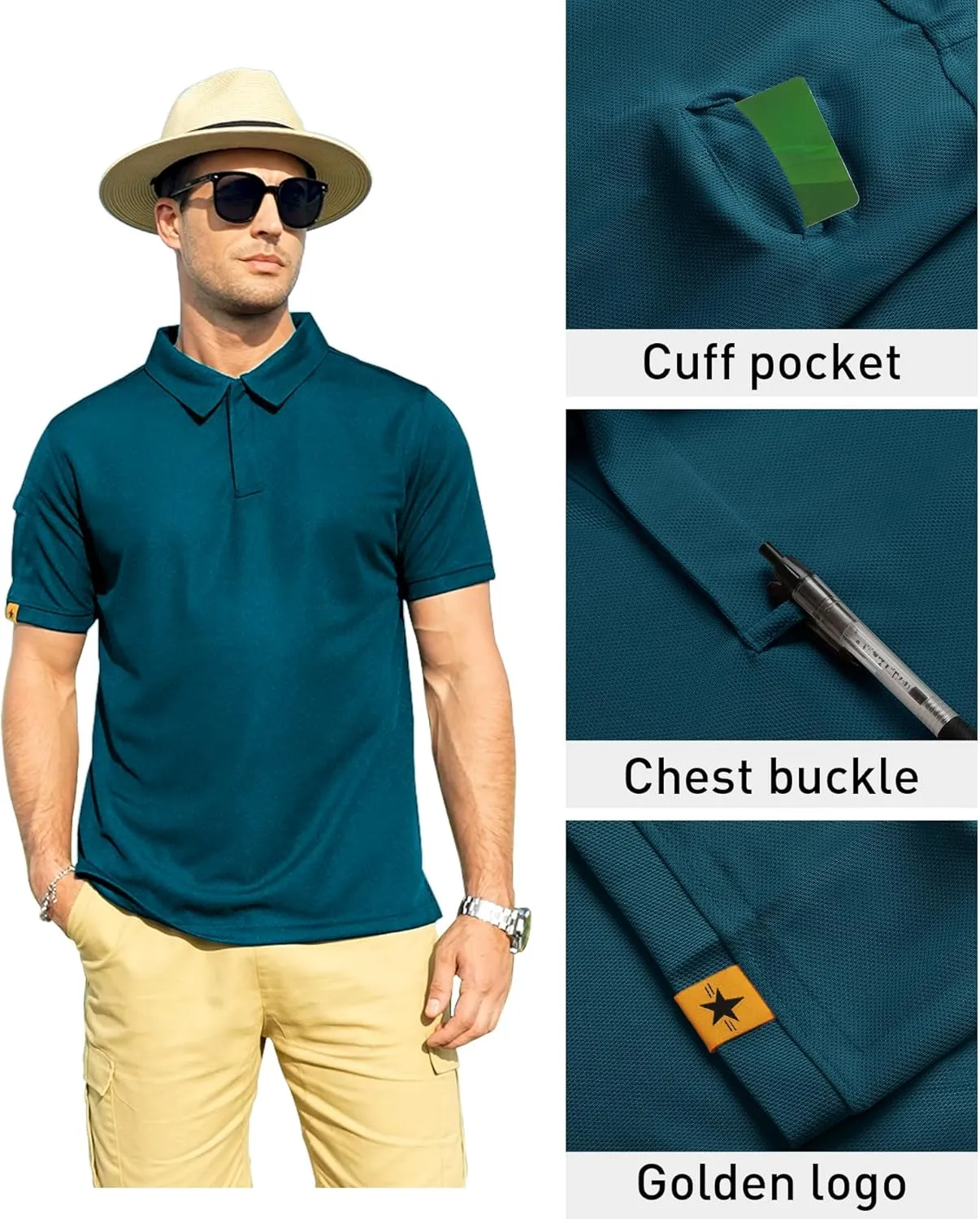 ZITY Mens Polo Shirt Short Sleeve Sports Tactical T-Shirt Athletic Golf Polos Daily Casual Stylish Collared Shirts for Men