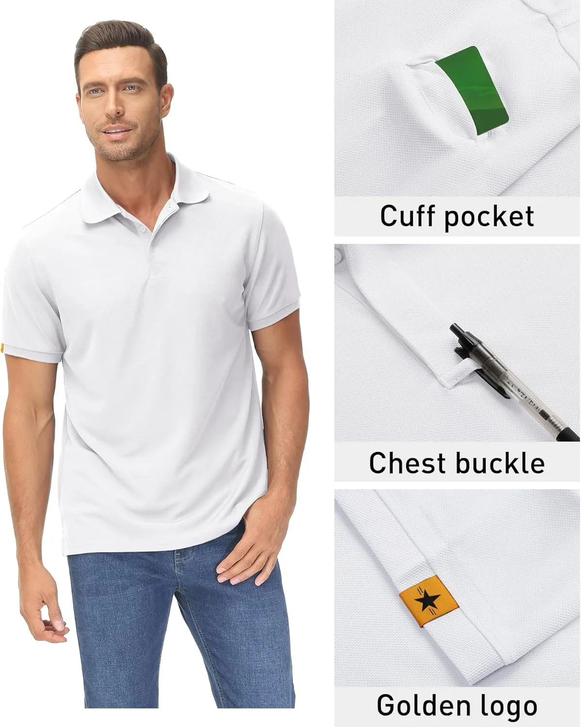 ZITY Mens Polo Shirt Short Sleeve Sports Tactical T-Shirt Athletic Golf Polos Daily Casual Stylish Collared Shirts for Men