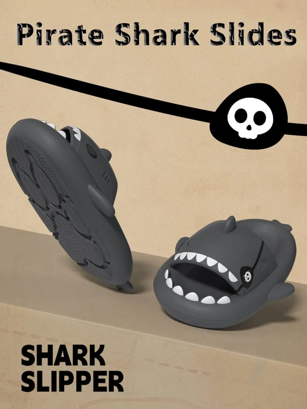 Zureto New Pirate Shark Slippers, 2023 Fashion Pirate Shark Slippers, Unisex Lndoor And Outdoor