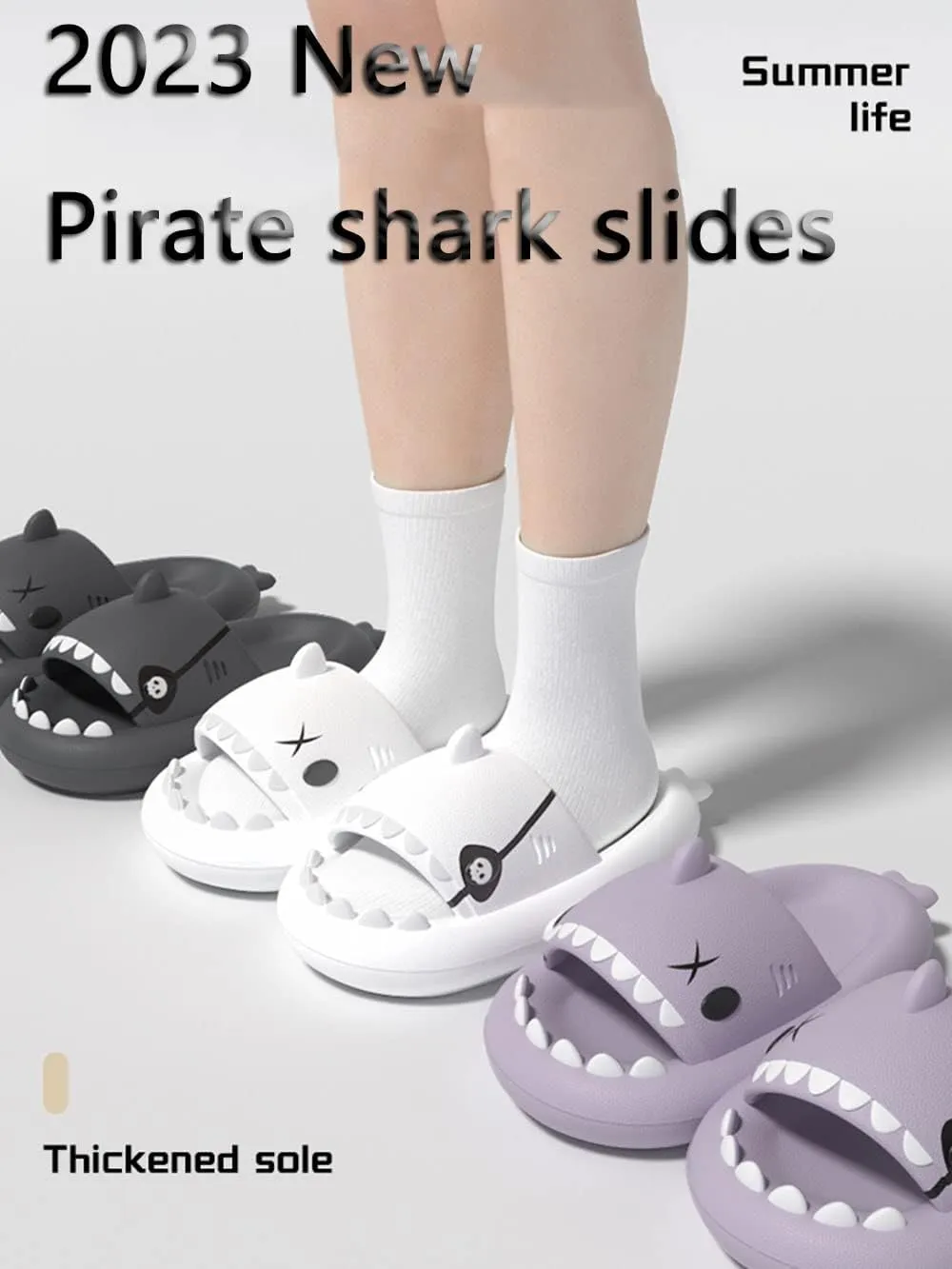Zureto New Pirate Shark Slippers, 2023 Fashion Pirate Shark Slippers, Unisex Lndoor And Outdoor